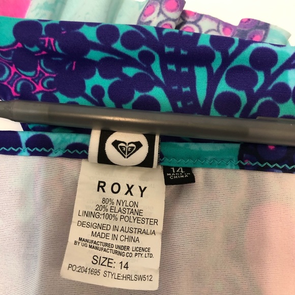 Roxy ruffle bikini bottom EUC sz 14 pink purple - Picture 11 of 11
